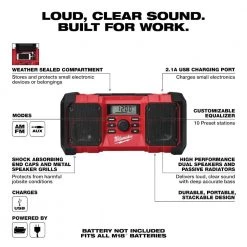 Milwaukee M18 18-Volt Lithium-Ion Cordless Jobsite Radio -Power Tools Accessories Sales Shop milwaukee jobsite audio 2890 20 40 1000