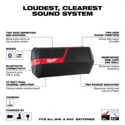 Milwaukee M18/M12 Lithium-Ion Cordless Wireless Jobsite Speaker -Power Tools Accessories Sales Shop milwaukee jobsite audio 2891 20 40 1000