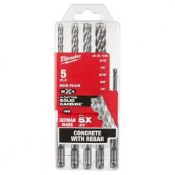 Milwaukee 4-Cutter SDS-PLUS Carbide Hammer Drill Bit Kit (5-Piece) -Power Tools Accessories Sales Shop milwaukee masonry drill bits 48 20 7498 1f 1000