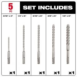 Milwaukee 4-Cutter SDS-PLUS Carbide Hammer Drill Bit Kit (5-Piece) -Power Tools Accessories Sales Shop milwaukee masonry drill bits 48 20 7498 40 1000