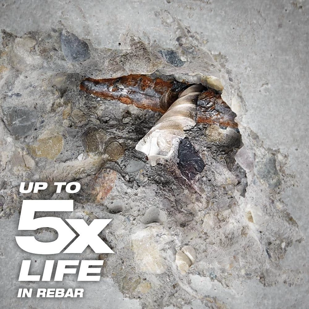 Milwaukee 4-Cutter SDS-PLUS Carbide Hammer Drill Bit Kit with SHOCKWAVE Carbide Hammer Drill Bit Kit (12-Piece) 5 Milwaukee 4-Cutter SDS-PLUS Carbide Hammer Drill Bit Kit with SHOCKWAVE Carbide Hammer Drill Bit Kit (12-Piece) - Image 5