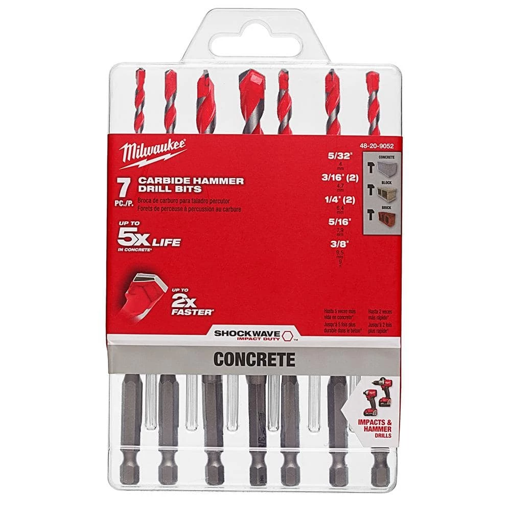 Milwaukee 4-Cutter SDS-PLUS Carbide Hammer Drill Bit Kit with SHOCKWAVE Carbide Hammer Drill Bit Kit (12-Piece) 11 Milwaukee 4-Cutter SDS-PLUS Carbide Hammer Drill Bit Kit with SHOCKWAVE Carbide Hammer Drill Bit Kit (12-Piece) - Image 11