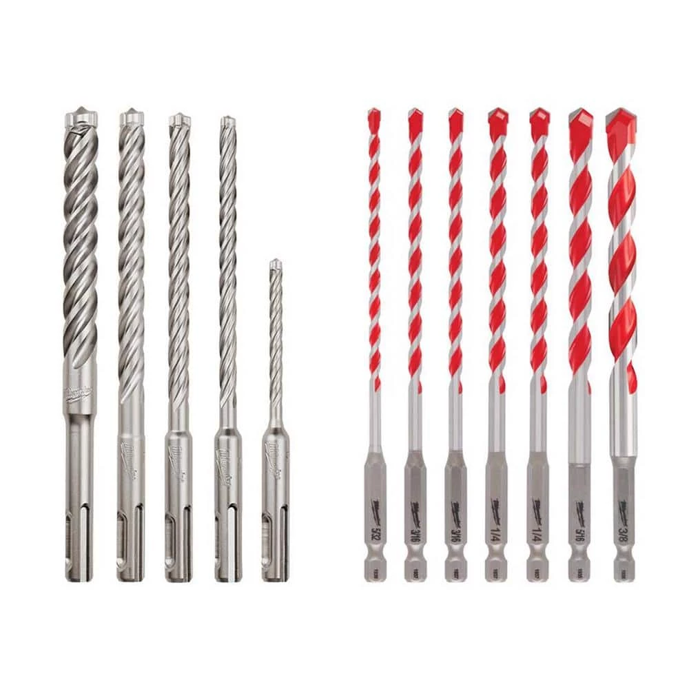 Milwaukee 4-Cutter SDS-PLUS Carbide Hammer Drill Bit Kit with SHOCKWAVE Carbide Hammer Drill Bit Kit (12-Piece) 1 Milwaukee 4-Cutter SDS-PLUS Carbide Hammer Drill Bit Kit with SHOCKWAVE Carbide Hammer Drill Bit Kit (12-Piece)