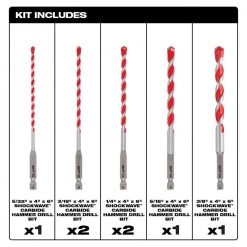Milwaukee 4-Cutter SDS-PLUS Carbide Hammer Drill Bit Kit with SHOCKWAVE Carbide Hammer Drill Bit Kit (12-Piece) 17 Milwaukee 4-Cutter SDS-PLUS Carbide Hammer Drill Bit Kit with SHOCKWAVE Carbide Hammer Drill Bit Kit (12-Piece) -Power Tools Accessories Sales Shop milwaukee masonry drill bits 48 20 7498 48 20 9052 77 1000
