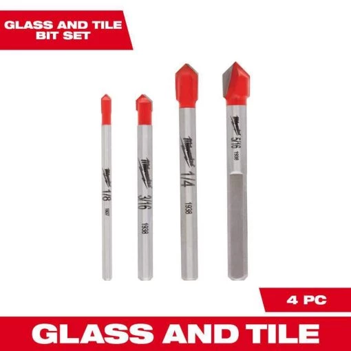 Milwaukee Carbide Glass and Tile Bit Set (4-Pack) -Power Tools Accessories Sales Shop milwaukee masonry drill bits 48 20 8988 64 1000