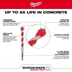 Milwaukee SHOCKWAVE Carbide Hammer Drill Bit Kit (7-Piece) -Power Tools Accessories Sales Shop milwaukee masonry drill bits 48 20 9052 1d 1000