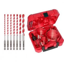 Milwaukee SHOCKWAVE Carbide Hammer Drill Bit Kit with BIG HAWG Carbide Hole Saw Kit (15-Piece)