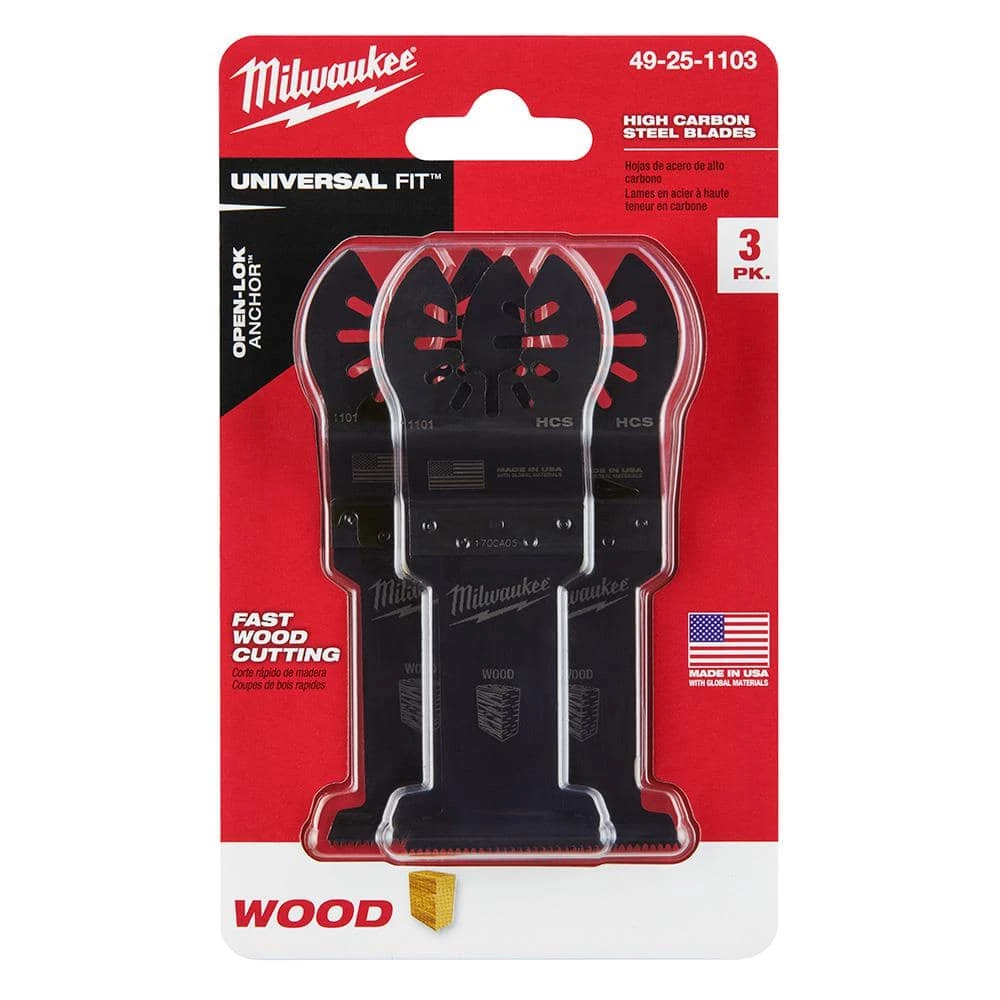 Milwaukee 1-3/8 in. High Carbon Steel Universal Fit Wood Cutting Multi-Tool Oscillating Blade (3-Pack) 9 Milwaukee 1-3/8 in. High Carbon Steel Universal Fit Wood Cutting Multi-Tool Oscillating Blade (3-Pack) - Image 9