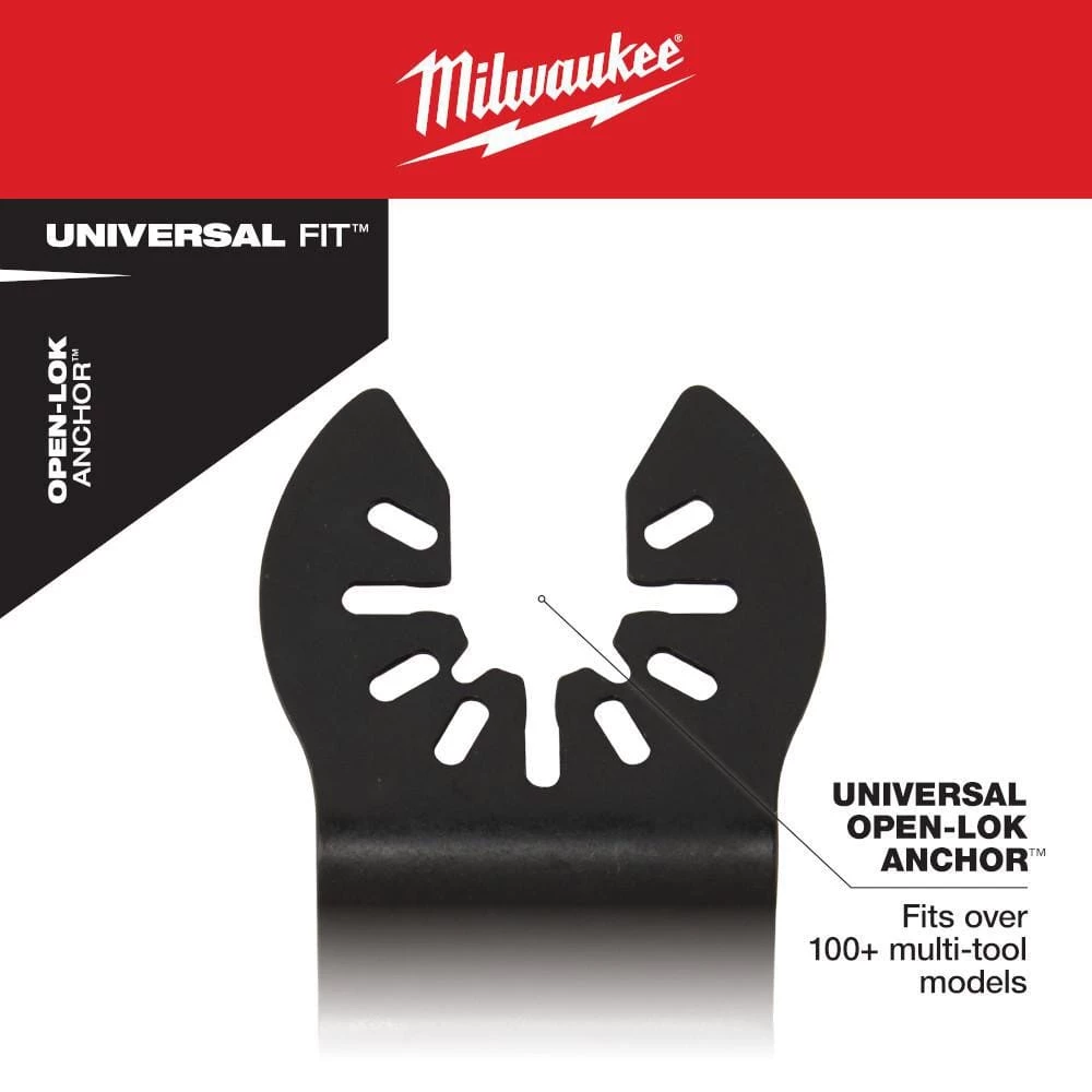 Milwaukee 1-3/8 in. High Carbon Steel Universal Fit Wood Cutting Multi-Tool Oscillating Blade (3-Pack) 4 Milwaukee 1-3/8 in. High Carbon Steel Universal Fit Wood Cutting Multi-Tool Oscillating Blade (3-Pack) - Image 4