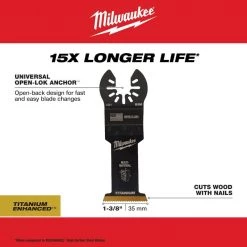 Milwaukee 1-3/8 in. Titanium Bi-Metal Universal Fit Wood and Metal Cutting Multi-Tool Oscillating Blade (3-Pack) -Power Tools Accessories Sales Shop milwaukee oscillating tool attachments 49 25 1233 40 1000
