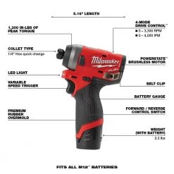 Milwaukee M12 FUEL 12-Volt Lithium-Ion Brushless Cordless 1/4 in. Hex Impact Driver Kit W/ M12 6.0Ah Battery -Power Tools Accessories Sales Shop milwaukee outdoor power batteries chargers 2553 22 48 11 2460 40 1000