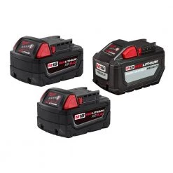 Milwaukee M18 18-Volt Lithium-Ion High Output 12.0Ah Battery with Two 5.0Ah Batteries (3-Pack)