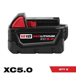 Milwaukee M18 18-Volt Lithium-Ion XC Extended Capacity 5.0 Ah Battery Pack (2-Pack)