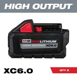 Milwaukee M18 18-Volt Lithium-Ion High Output 6.0Ah Battery Pack (2-Pack)