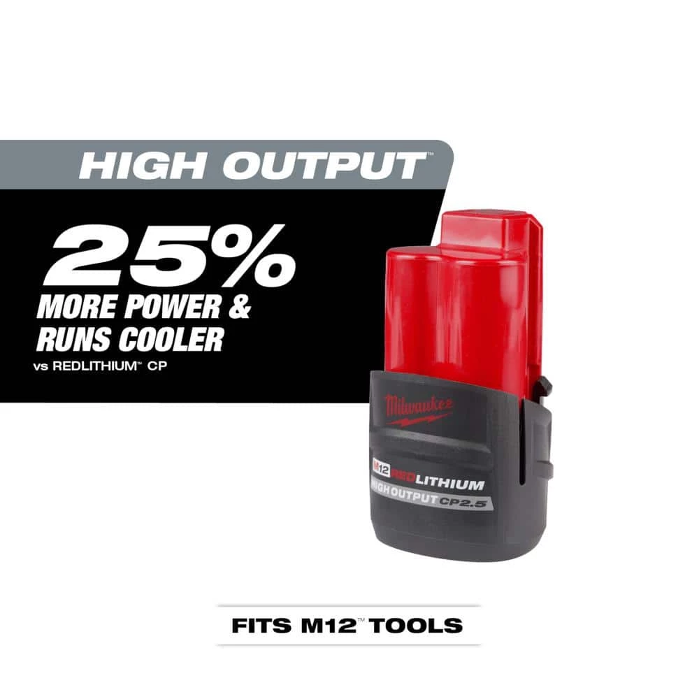 Milwaukee M12 12-Volt Lithium-Ion XC High Output 2.5 Ah Battery Pack 2 Milwaukee M12 12-Volt Lithium-Ion XC High Output 2.5 Ah Battery Pack - Image 2