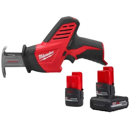 Milwaukee M12 12-Volt Lithium-Ion XC High Output 5.0 Ah Battery Pack W/High Output 2.5 Ah Battery Pack + HACKZALL -Power Tools Accessories Sales Shop milwaukee outdoor power batteries chargers 48 11 2452s 2420 20 64 1000