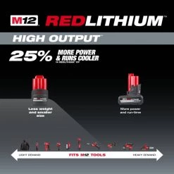 Milwaukee M12 12V Lithium-Ion XC High Output 5.0Ah Battery Pack W/High Output 2.5Ah Battery Pack + Multi-Tool -Power Tools Accessories Sales Shop milwaukee outdoor power batteries chargers 48 11 2452s 2426 20 1d 1000