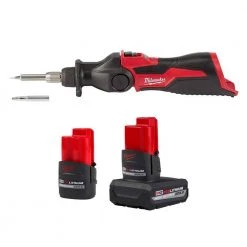 Milwaukee M12 12-Volt Lithium-Ion XC High Output 5.0 Ah Battery Pack W/High Output 2.5 Ah Battery Pack + Soldering Iron