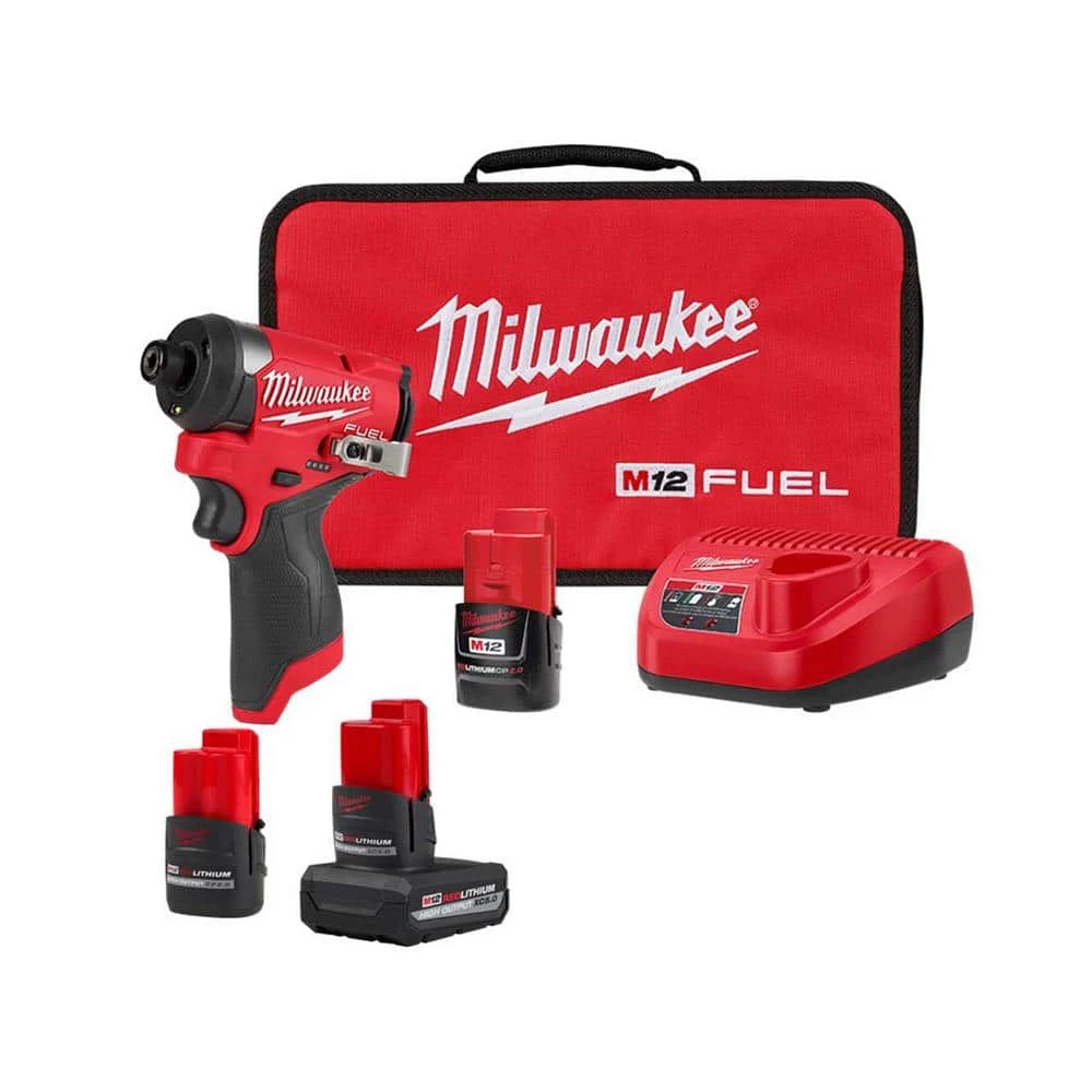 Milwaukee M12 12-Volt Lithium-Ion XC High Output 5.0 Ah Battery Pack W/High Output 2.5 Ah Battery Pack + 1/4 in. Impact Driver Kit 1 Milwaukee M12 12-Volt Lithium-Ion XC High Output 5.0 Ah Battery Pack W/High Output 2.5 Ah Battery Pack + 1/4 in. Impact Driver Kit