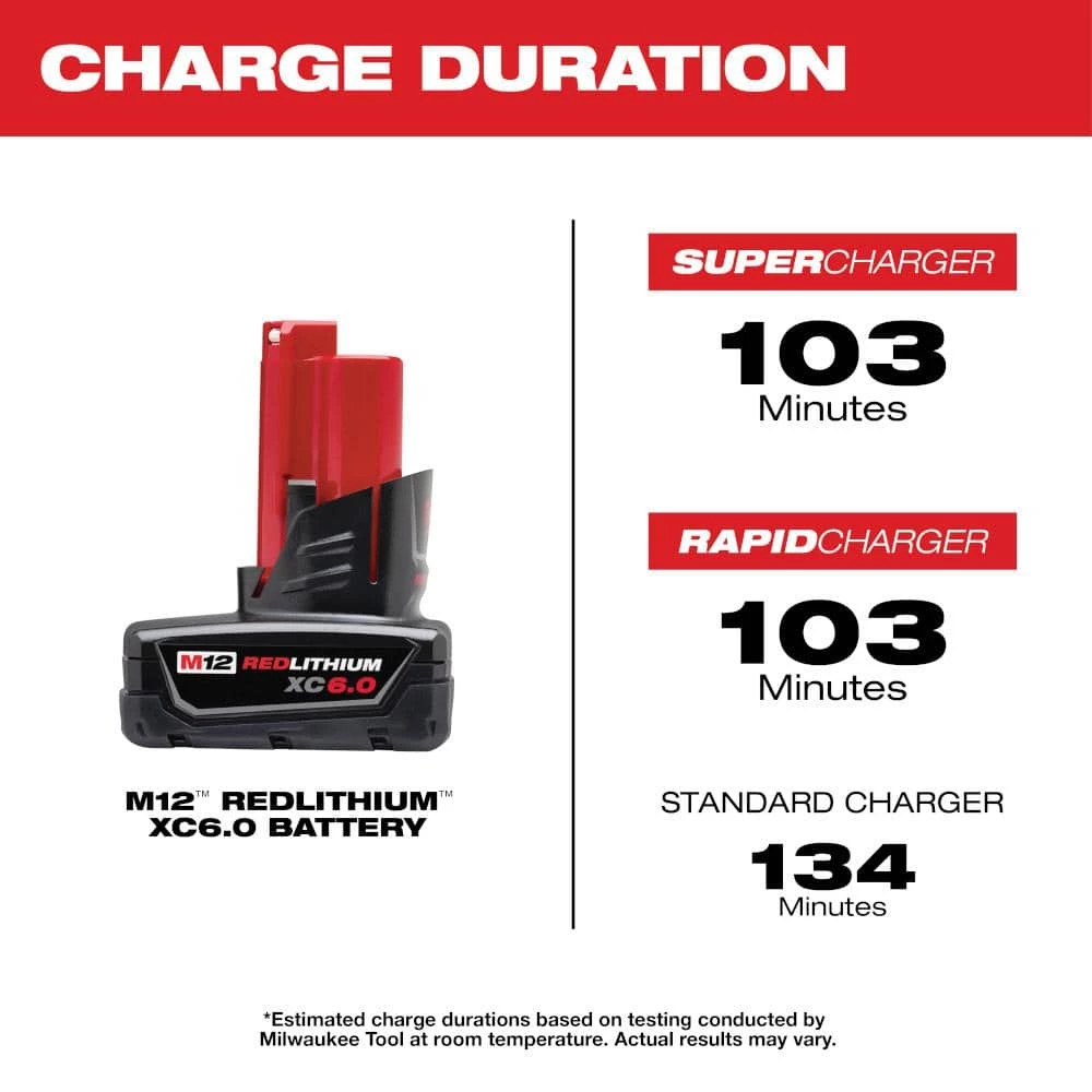 Milwaukee M12 12V Lithium-Ion XC Extended Capacity Battery Pack 6.0Ah (2-Pack) 4 Milwaukee M12 12V Lithium-Ion XC Extended Capacity Battery Pack 6.0Ah (2-Pack) - Image 4
