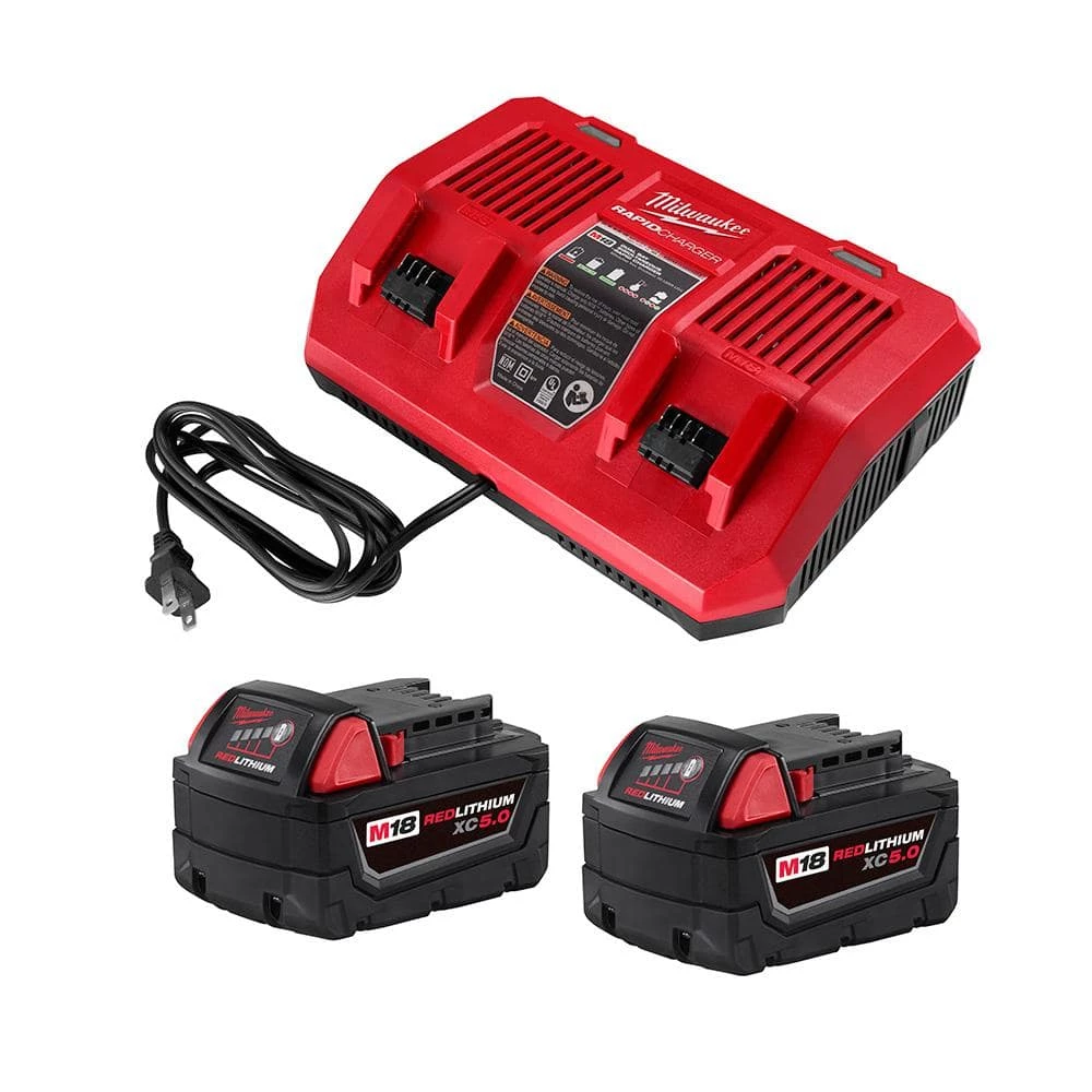 Milwaukee M18 18-Volt Lithium-Ion Starter Kit with Two 5.0 Ah Battery Packs and Dual Bay Rapid Charger 1 Milwaukee M18 18-Volt Lithium-Ion Starter Kit with Two 5.0 Ah Battery Packs and Dual Bay Rapid Charger