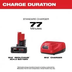 Milwaukee M12 12-Volt Lithium-Ion 4.0 Ah and 2.0 Ah Battery Packs and Charger Starter Kit -Power Tools Accessories Sales Shop milwaukee outdoor power batteries chargers 48 59 2424 66 1000 1