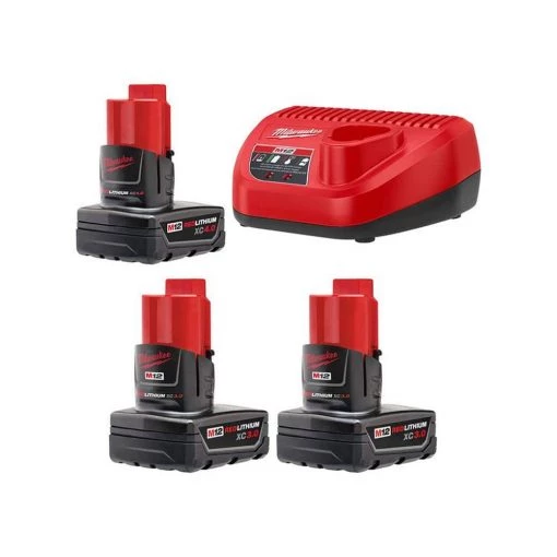 Milwaukee M12 12-Volt Lithium-Ion XC Battery Pack Starter Kit with (1) 4.0 Ah, (2) 3.0 Ah Batteries and Charger -Power Tools Accessories Sales Shop milwaukee outdoor power batteries chargers 48 59 2440 48 11 2412 64 1000