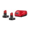Milwaukee M12 12-Volt Lithium-Ion Starter Kit with Two 6.0 Ah Battery Packs and Charger