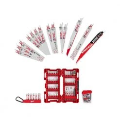 Milwaukee Reciprocating Saw Blade Set + WRECKER Nitrus Carbide Blade & SHOCKWAVE Impact Duty Bit Set W/Carabiner (89-Piece)
