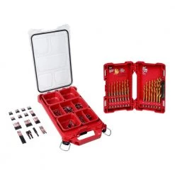 Milwaukee SHOCKWAVE Impact Duty Alloy Steel Screw Driver Bit Set with PACKOUT Case with Titanium Drill Bit Set (123-Piece)