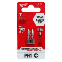 Milwaukee SHOCKWAVE Impact Duty 1 in. Phillips #1 Alloy Steel Insert Bit (2-Pack) -Power Tools Accessories Sales Shop milwaukee screwdriver bits 48 32 4411 c3 1000