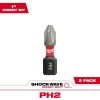 Milwaukee SHOCKWAVE Impact Duty 1 in. Phillips #2 Alloy Steel Insert Bit (2-Pack)