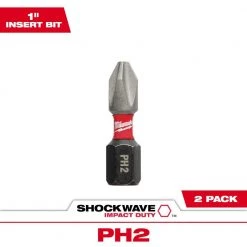 Milwaukee SHOCKWAVE Impact Duty 1 in. Phillips #2 Alloy Steel Insert Bit (2-Pack)
