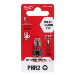 Milwaukee SHOCKWAVE Impact Duty 1 in. Phillips Reduced #2 Alloy Steel Insert Bit (2-Pack) -Power Tools Accessories Sales Shop milwaukee screwdriver bits 48 32 4444 c3 1000
