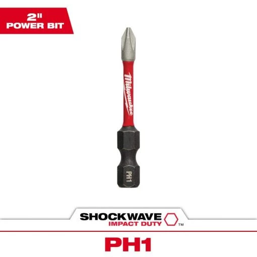 Milwaukee SHOCKWAVE Impact Duty 2 in. Phillips #1 Alloy Steel Screw Driver Bit (1-Pack) -Power Tools Accessories Sales Shop milwaukee screwdriver bits 48 32 4461 64 1000