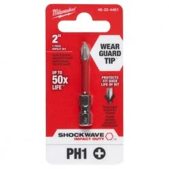 Milwaukee SHOCKWAVE Impact Duty 2 in. Phillips #1 Alloy Steel Screw Driver Bit (1-Pack) -Power Tools Accessories Sales Shop milwaukee screwdriver bits 48 32 4461 77 1000