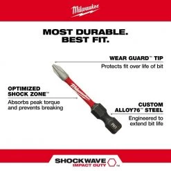 Milwaukee SHOCKWAVE Impact Duty 2 in. Phillips #1 Alloy Steel Screw Driver Bit (1-Pack) -Power Tools Accessories Sales Shop milwaukee screwdriver bits 48 32 4461 a0 1000