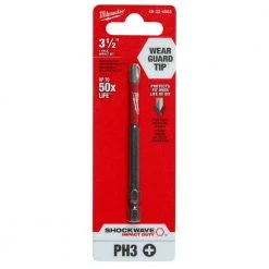 Milwaukee SHOCKWAVE Impact Duty 3-1/2 in. Phillips #3 Alloy Steel Screw Driver Bit (1-Pack) -Power Tools Accessories Sales Shop milwaukee screwdriver bits 48 32 4563 77 1000