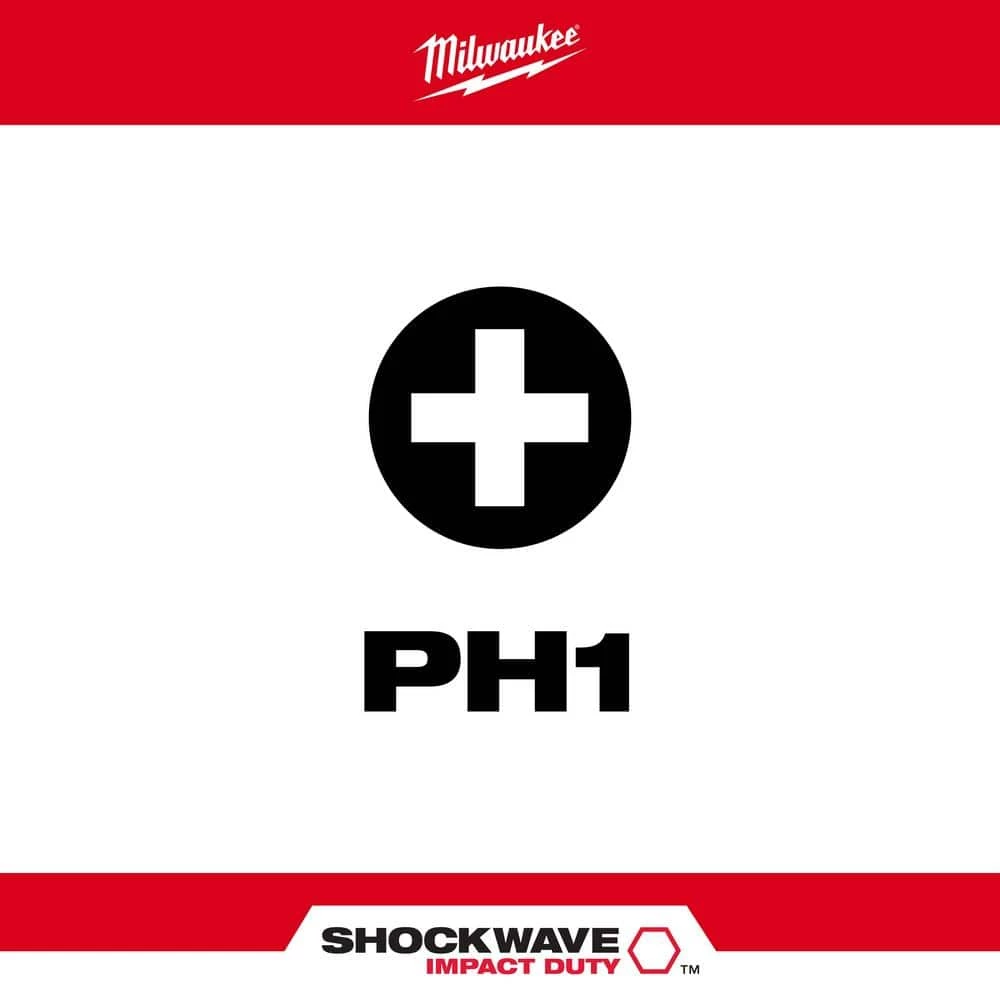 Milwaukee SHOCKWAVE Impact Duty 3-1/2 in. Phillips #1 Alloy Steel Screw Driver Bit (5-Pack) 2 Milwaukee SHOCKWAVE Impact Duty 3-1/2 in. Phillips #1 Alloy Steel Screw Driver Bit (5-Pack) - Image 2