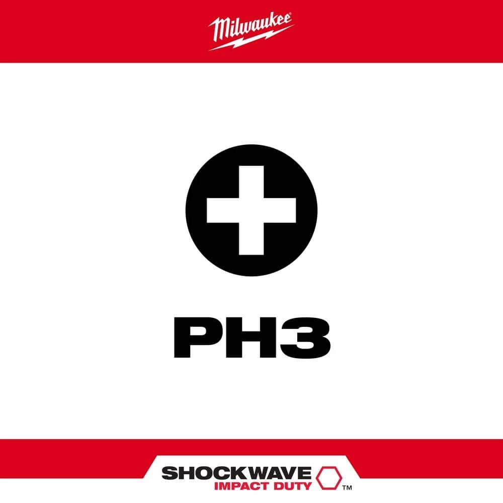 Milwaukee SHOCKWAVE Impact Duty 3-1/2 in. Phillips #3 Alloy Steel Screw Driver Bit (5-Pack) 3 Milwaukee SHOCKWAVE Impact Duty 3-1/2 in. Phillips #3 Alloy Steel Screw Driver Bit (5-Pack) - Image 3