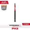 Milwaukee SHOCKWAVE Impact Duty 3-1/2 in. Phillips #3 Alloy Steel Screw Driver Bit (5-Pack)