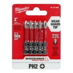 Milwaukee SHOCKWAVE Impact Duty 2 in. Phillips #2 Alloy Steel Screw Driver Bit (5-Pack) -Power Tools Accessories Sales Shop milwaukee screwdriver bits 48 32 4602 77 1000
