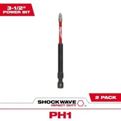 Milwaukee SHOCKWAVE Impact Duty 3-1/2 in. Phillips #1 Alloy Steel Screw Driver Bit (2-Pack)