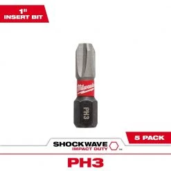 Milwaukee SHOCKWAVE Impact Duty 1 in. Phillips #3 Alloy Steel Insert Bit (5-Pack)