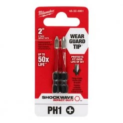 Milwaukee SHOCKWAVE Impact Duty 2 in. Phillips #1 Alloy Steel Screw Driver Bit (2-Pack) -Power Tools Accessories Sales Shop milwaukee screwdriver bits 48 32 4961 77 1000