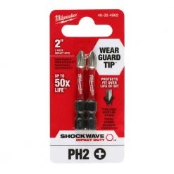 Milwaukee SHOCKWAVE Impact Duty 2 in. Phillips #2 Alloy Steel Screw Driver Bit (2-Pack) -Power Tools Accessories Sales Shop milwaukee screwdriver bits 48 32 4962 77 1000