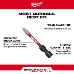 Milwaukee SHOCKWAVE Impact Duty 2 in. Phillips #2 Alloy Steel Screw Driver Bit (15-Pack) -Power Tools Accessories Sales Shop milwaukee screwdriver bits 48 32 5004 1d 1000