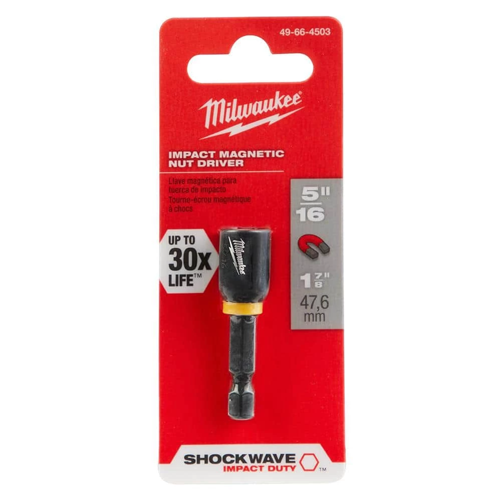 Milwaukee SHOCKWAVE Impact Duty 5/16 in. x 1-7/8 in. Alloy Steel Magnetic Nut Driver (1-Pack) 2 Milwaukee SHOCKWAVE Impact Duty 5/16 in. x 1-7/8 in. Alloy Steel Magnetic Nut Driver (1-Pack) - Image 2