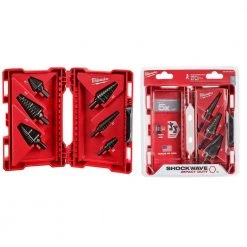 Milwaukee Black Oxide Step Drill Bit Set (6-Piece) With SHOCKWAVE Impact Duty Titanium Step Bit Kit (3-Piece)