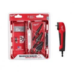 Milwaukee SHOCKWAVE Impact Duty Titanium Step Bit Kit (3-Piece) with Right Angle Drill Adapter